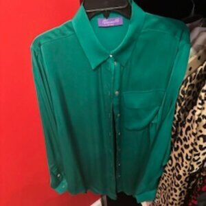 Green silk blouse